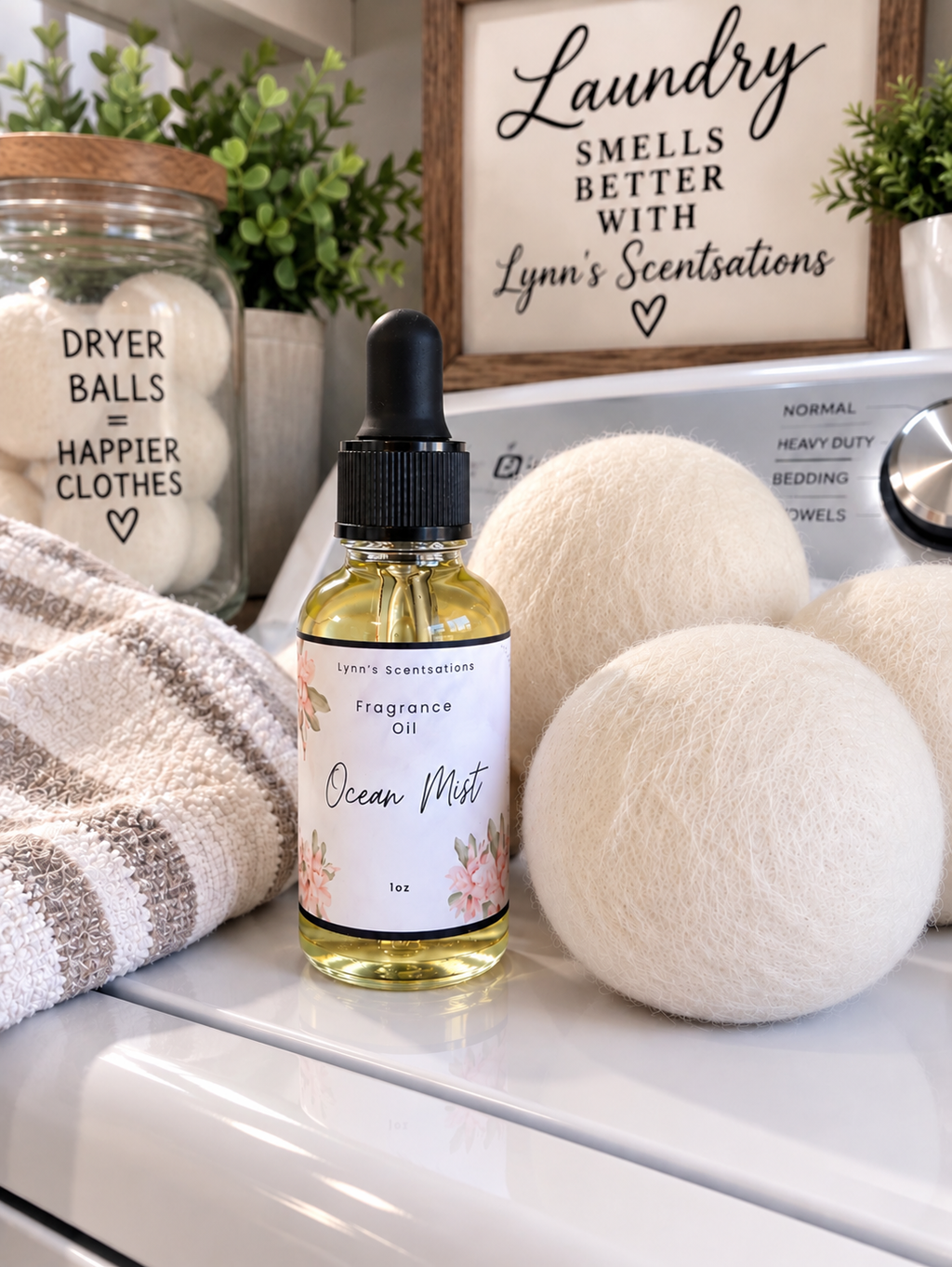 Wool Dryer Balls + 1 oz Fragrance Bottle Set