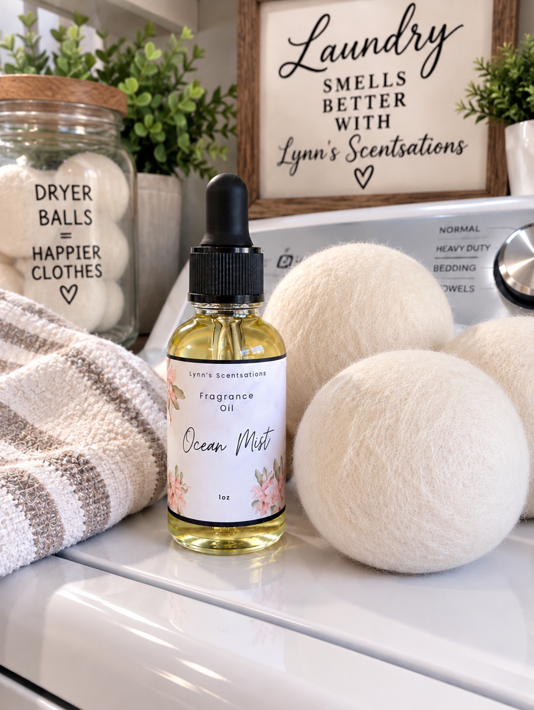 Wool Dryer Balls + 1 oz Fragrance Bottle Set