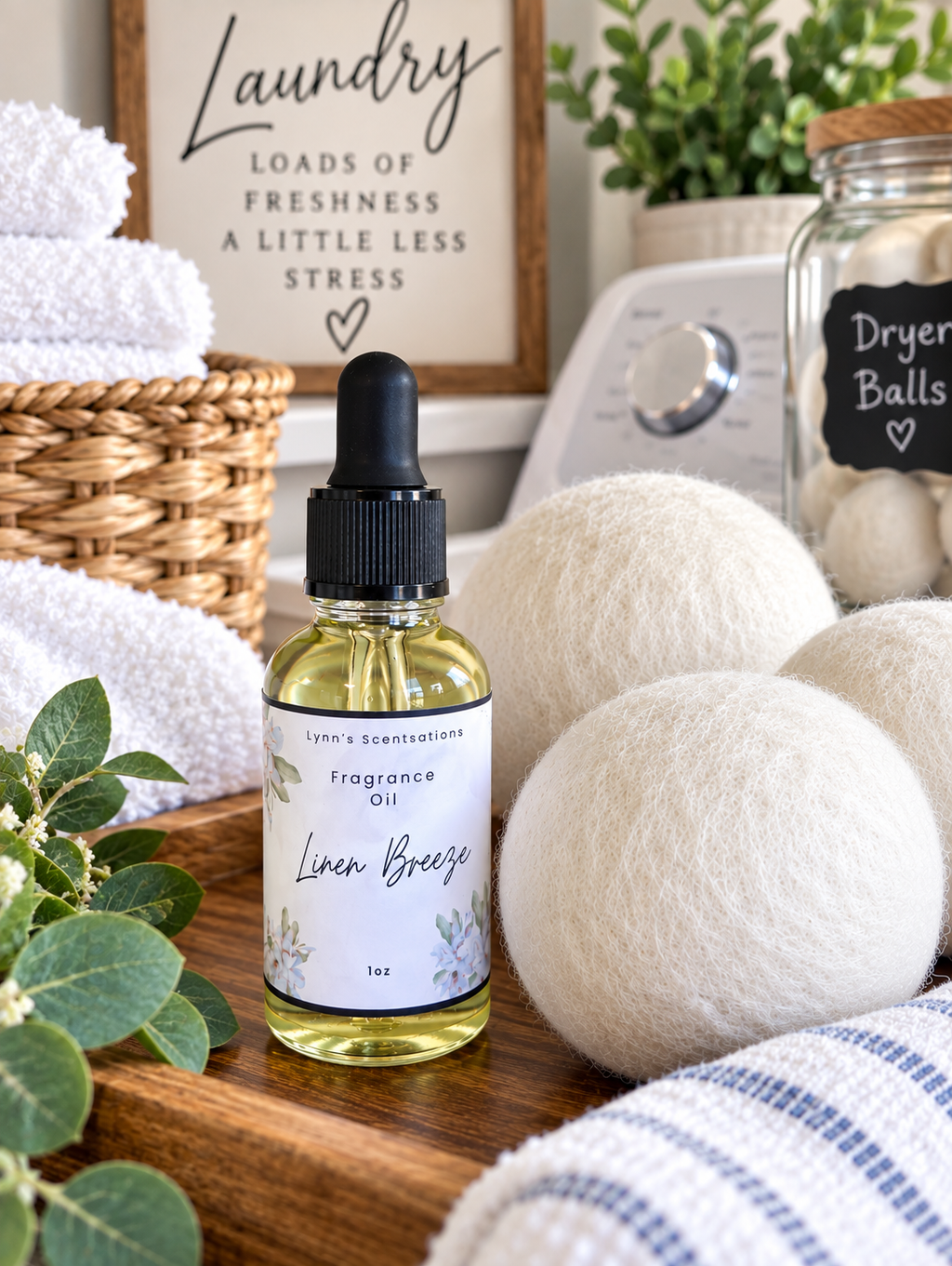Wool Dryer Balls + 1 oz Fragrance Bottle Set