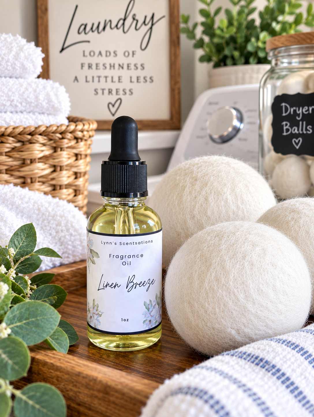 Wool Dryer Balls + 1 oz Fragrance Bottle Set